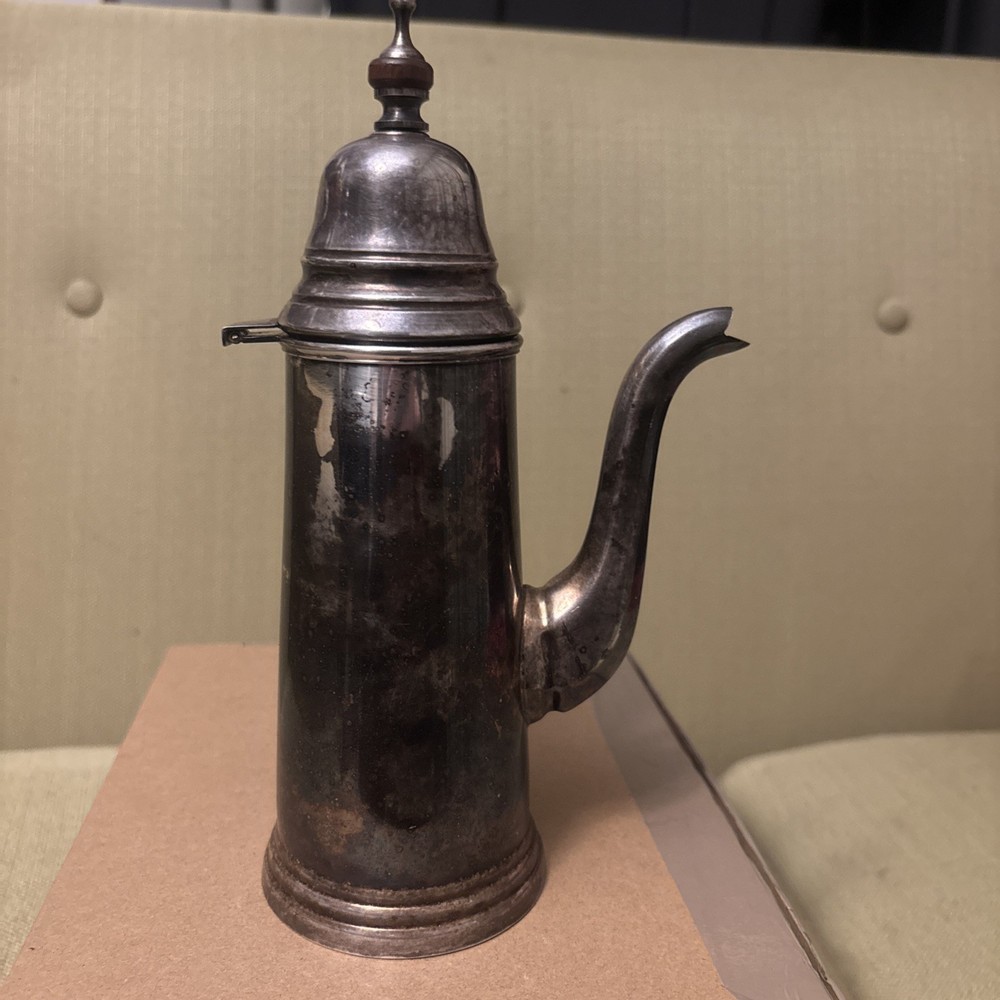 VTG SILVERPLATE HOT CHOCOLATE POT WOOD HANDLE