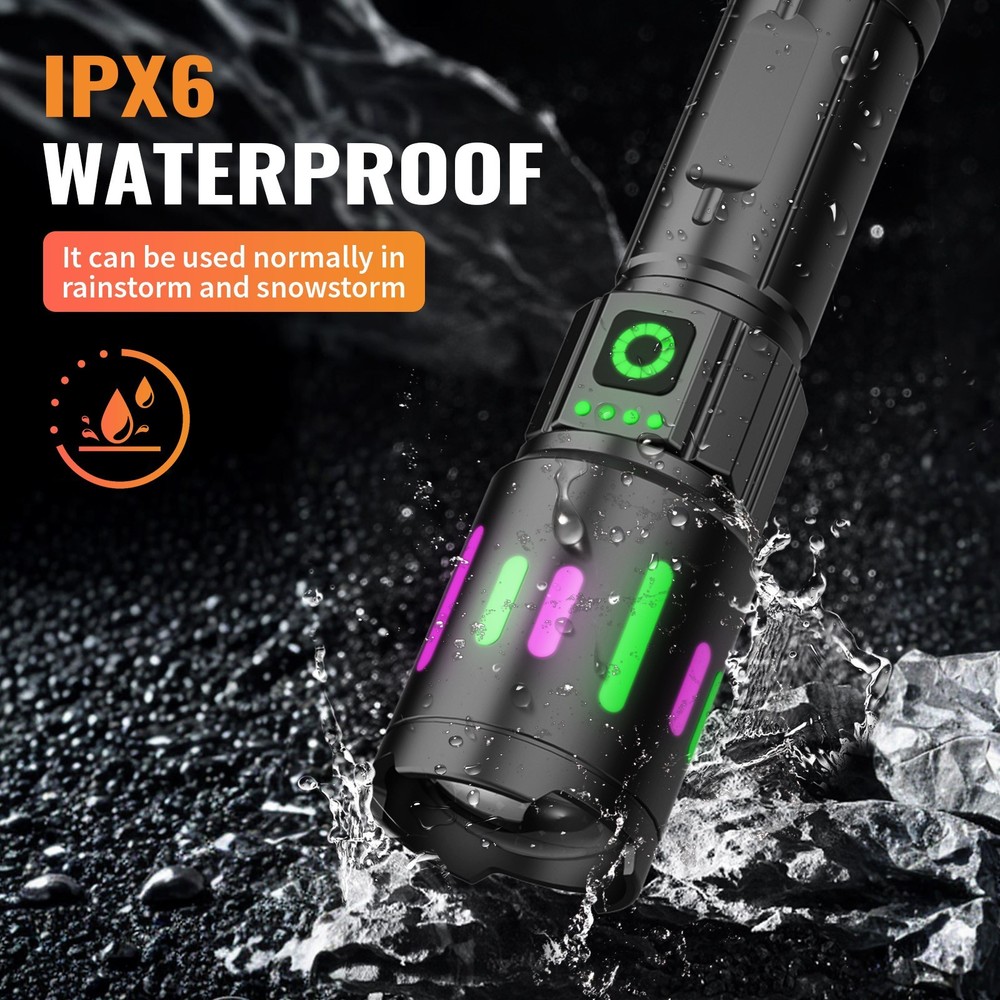 350000000 Lumen Super Bright LED Tactical Flashlight Rechargeable LED Work Light