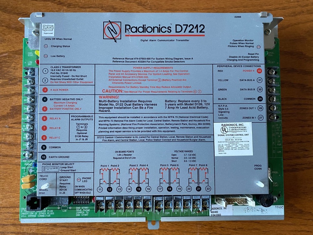 Radionics D7212 Digital Alarm Communicator Transmitter