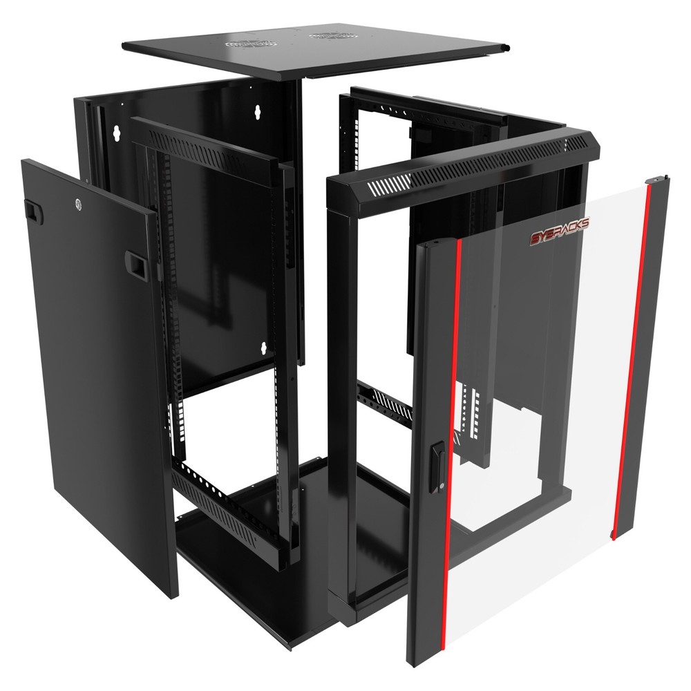 Sysracks - 15U Network Rack Wall Mount - Locking Server Cabinet – 18-Inch Depth-