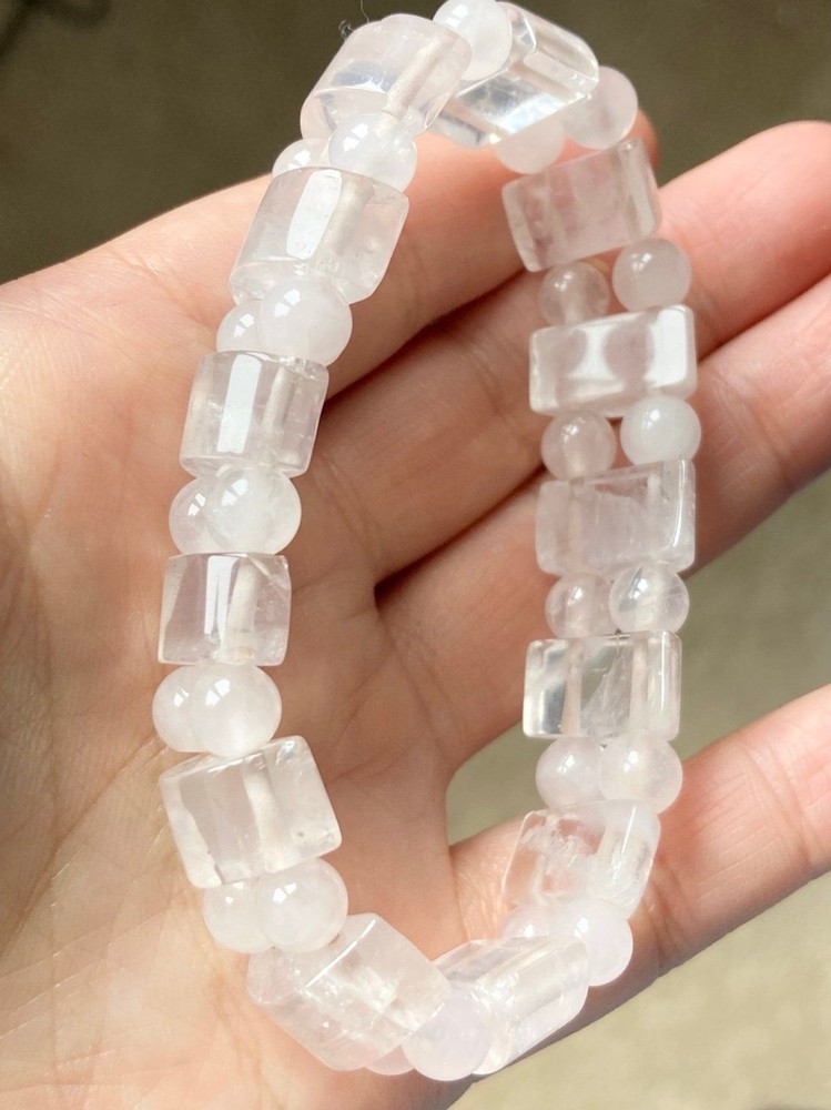Natural rose quartz stretchy bracelet