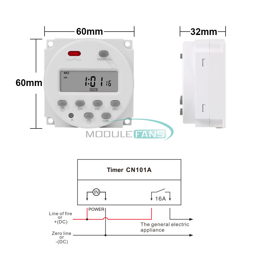 CN101S DC12V 24V AC110V 220V Timer Switch Controller Programmable Timing Switch