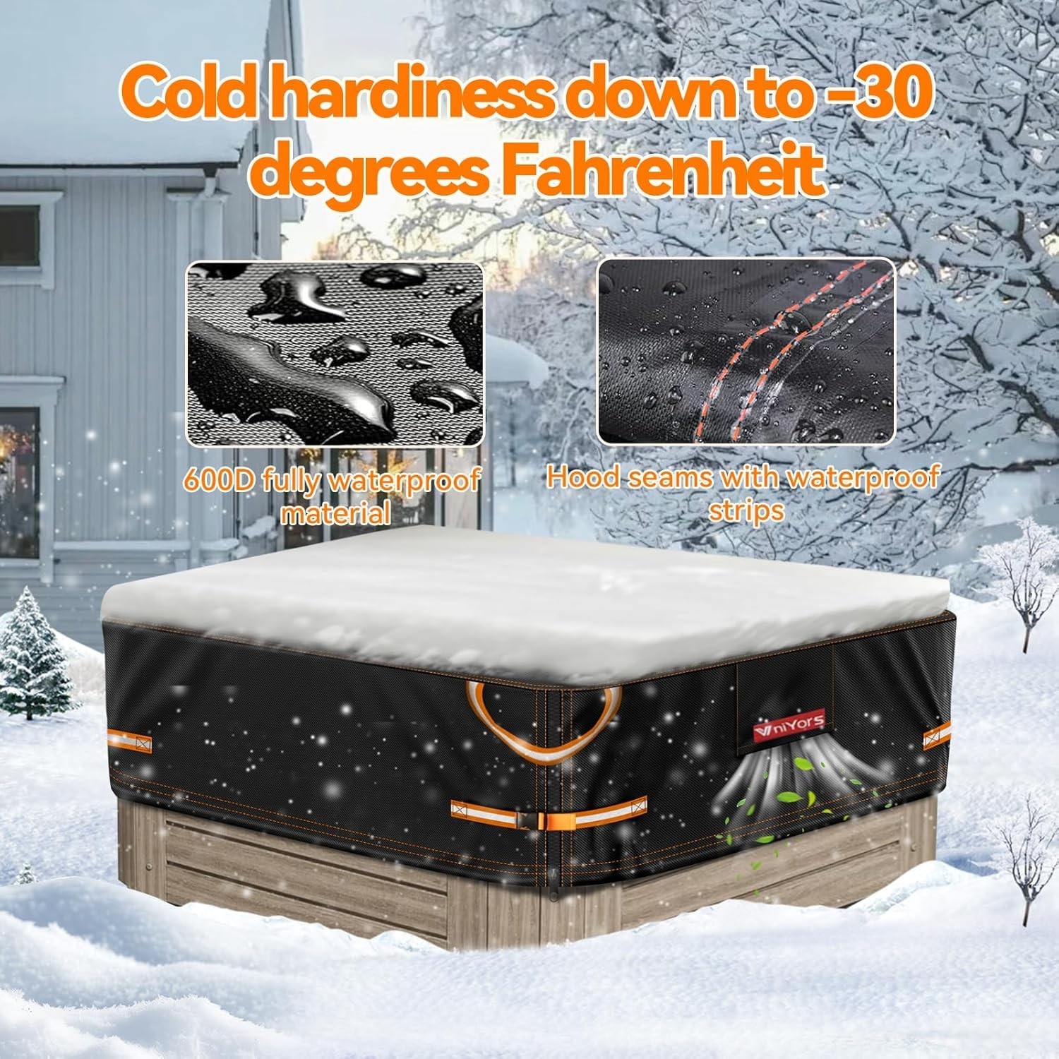 Hot Tub Cover - 600D Heavy Duty Oxford Hot Tub Lid, 80 x 80 inch Spa Covers f...