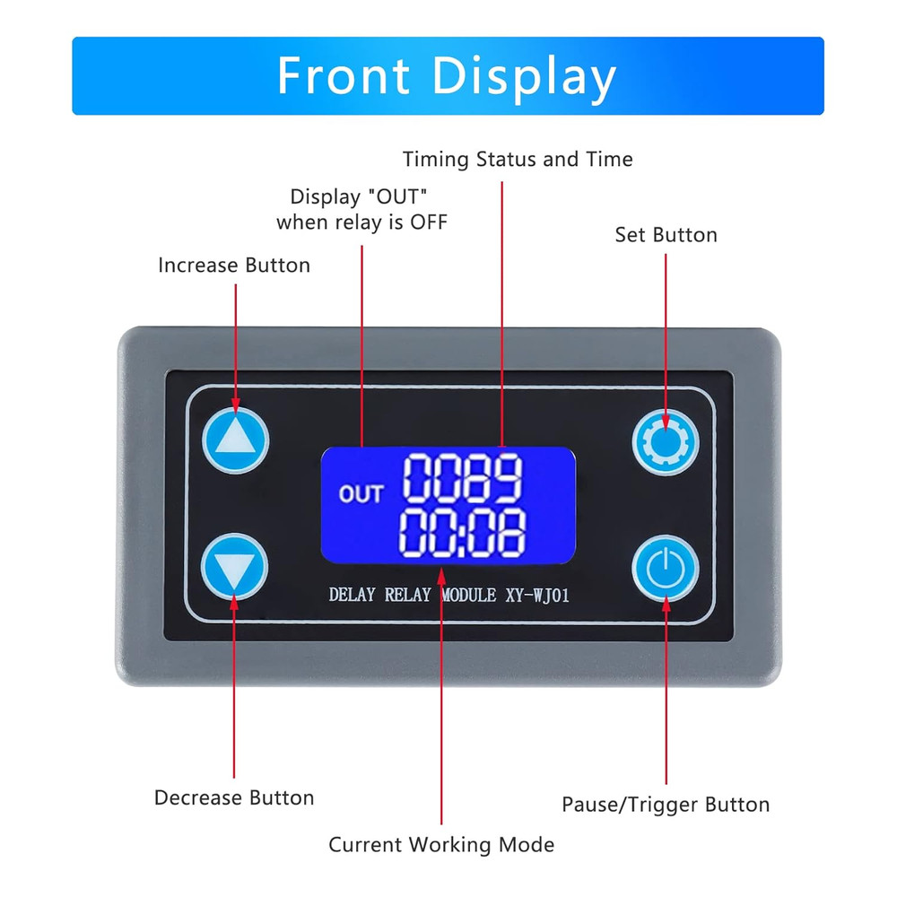 XY-WJ01 Delay Relay Timer Module DC 6-30V LCD Display Digital Timer Switch