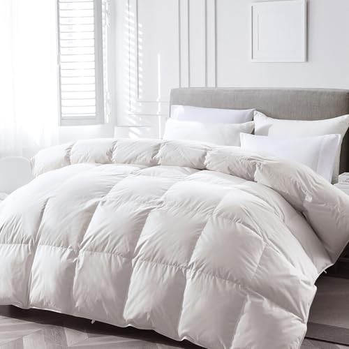 Lightweight Down Feather Fibers Oversized Queen Ivory White / Lightweight