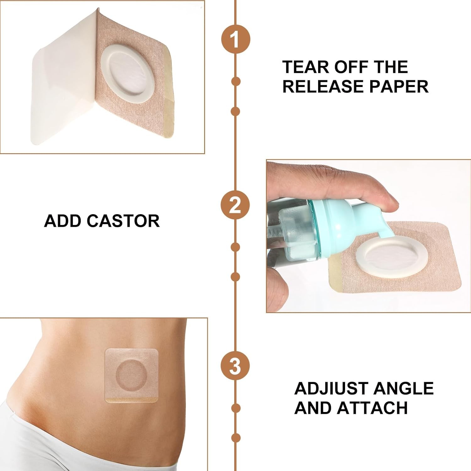 100PCS Castor Oil Patches Castor Oil Pack Wrap Disposable Self-Adhesive Organic