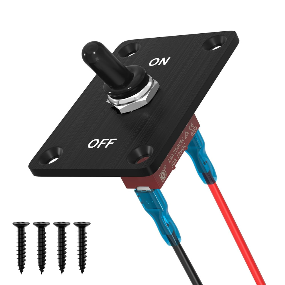 Heavy Duty Waterproof Toggle Switch 12V DC 30A 2 Pin SPST On/Off Toggle Switch w