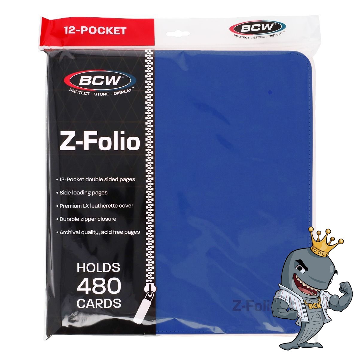 BCW Z-Folio 12-Pocket ZIPPER Album - Blue - FREE SHIP