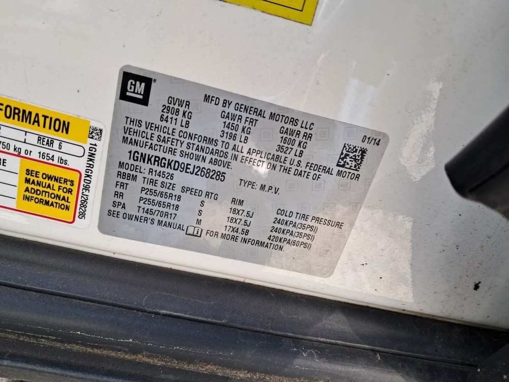 TRAVERSE 2014 Glove Box 5007865