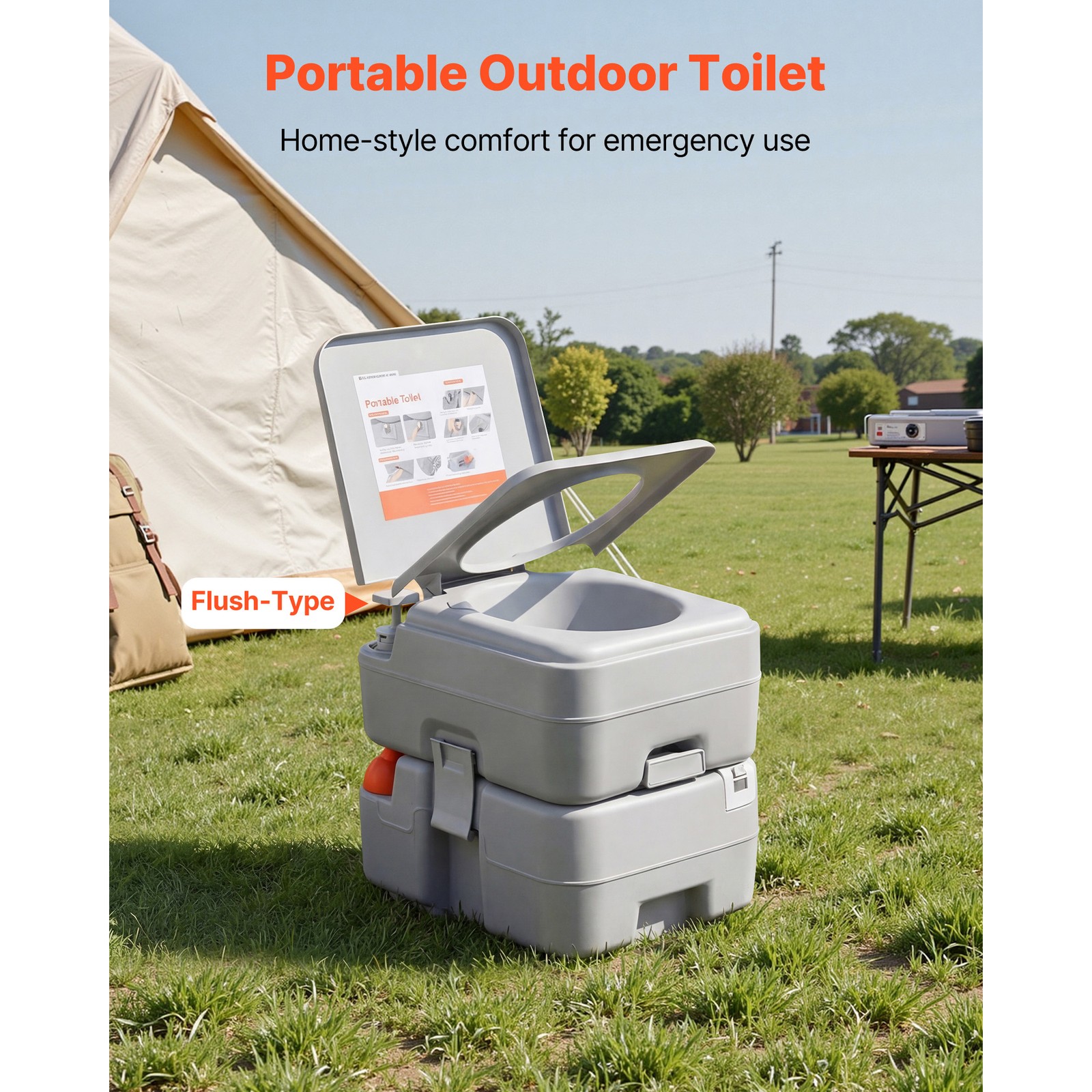 Uimoso Portable Outdoor Toilet with 5.3 Gallon Flush for Camping and Hiking