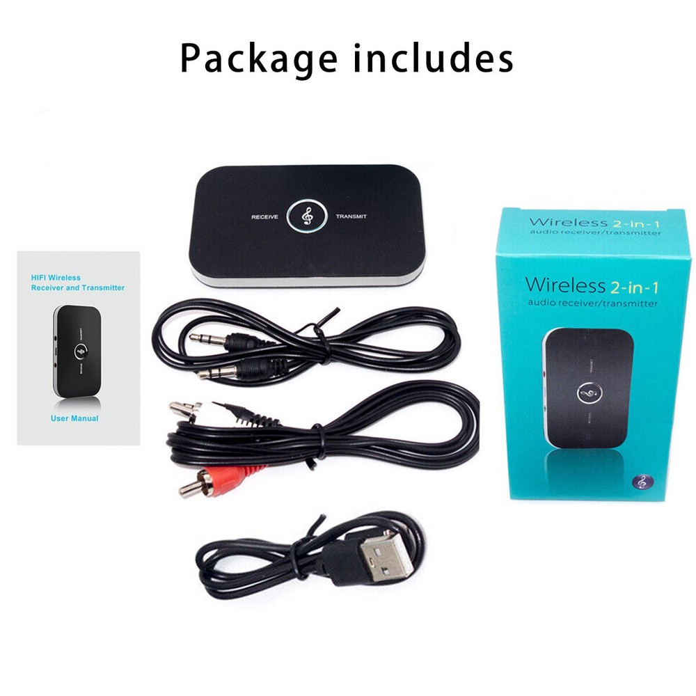 2 Long Range Bluetooth Transmitter Receiver For TV Home Car Stereo Audio Adapter
