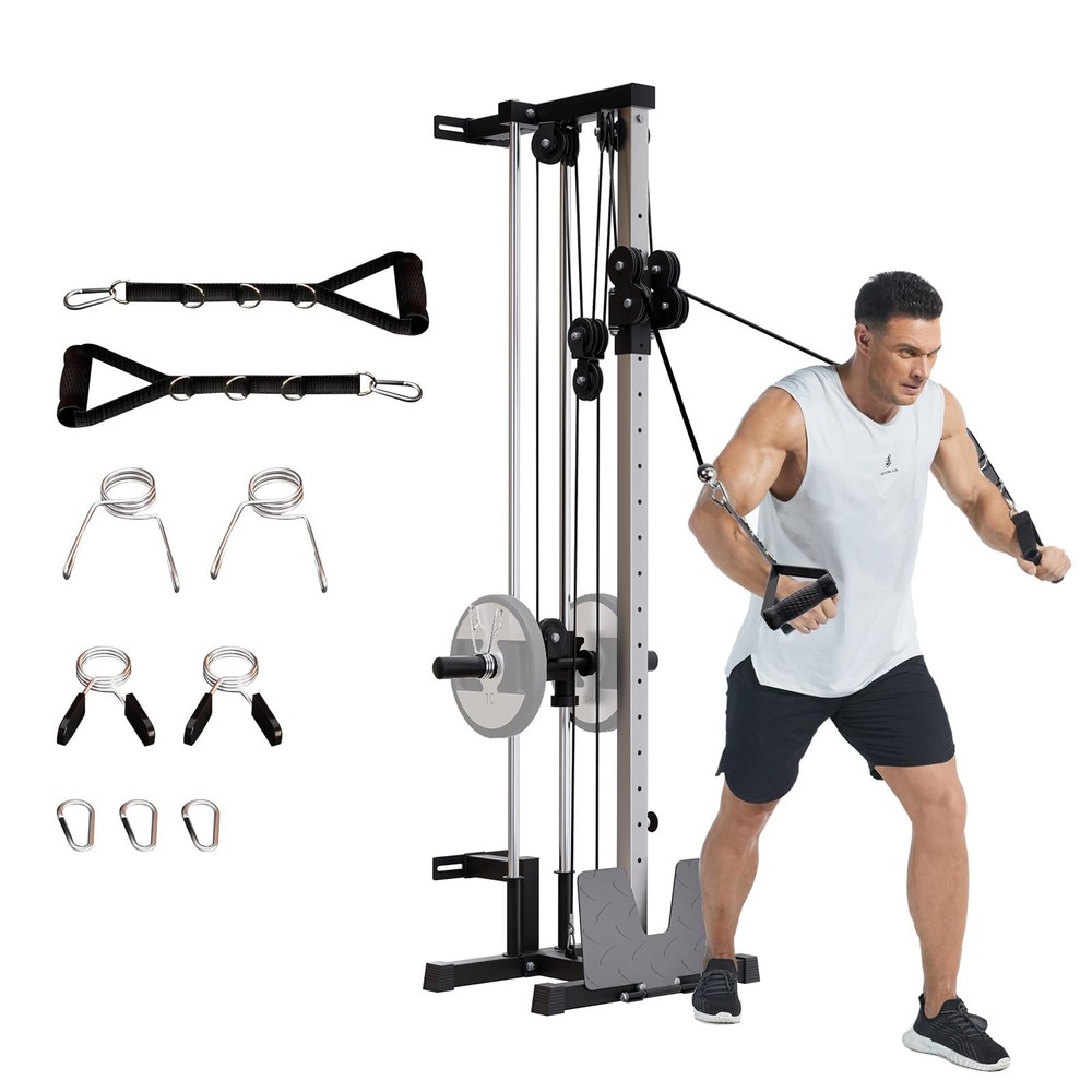 Wall Mount Cable Machine Adjustable Pulley System with Footplate 18 Positions