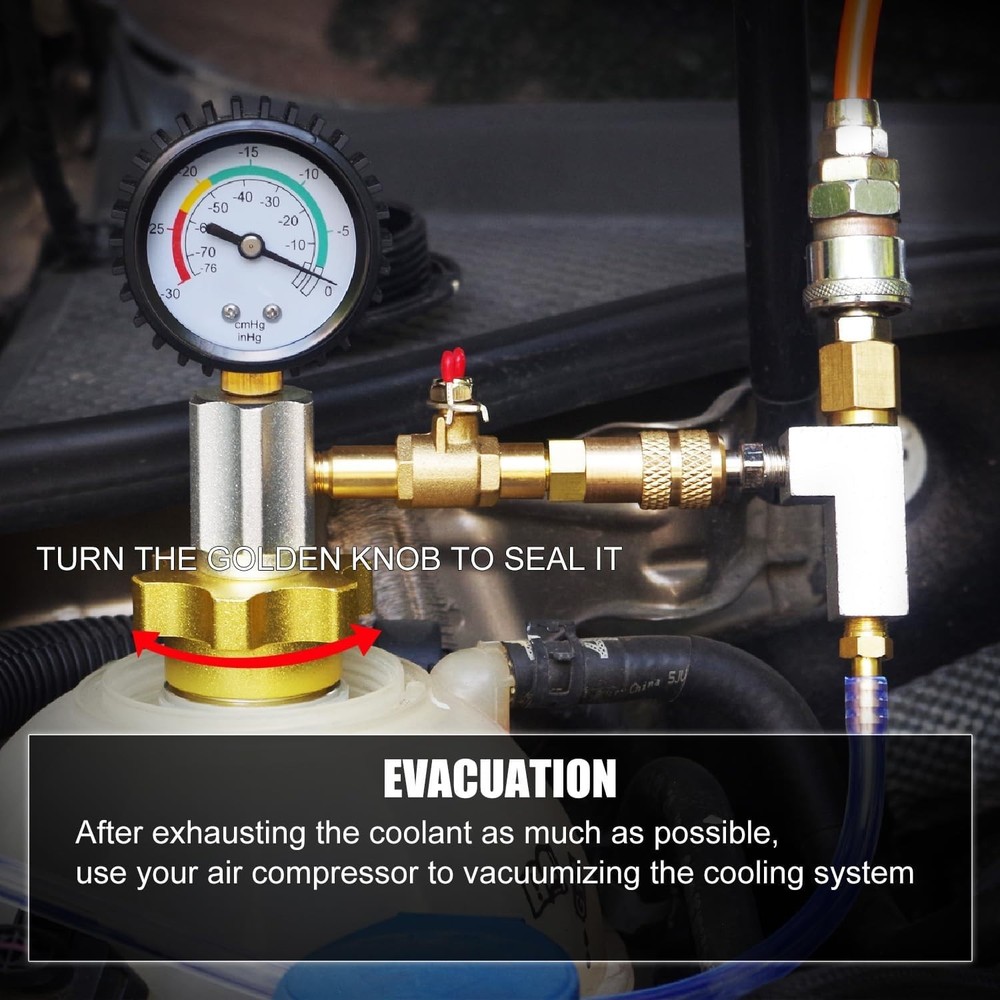 Universal Cooling System Vacuum Type Coolant Refill Tool Kit, Black