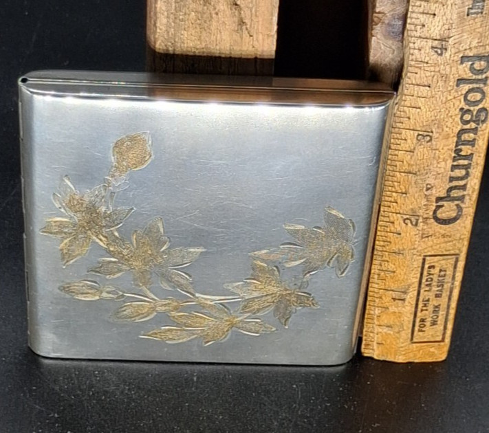 Sterling Silver Elgin, American, Matte Finish, Goldleaf Pattern, Cigarette Case