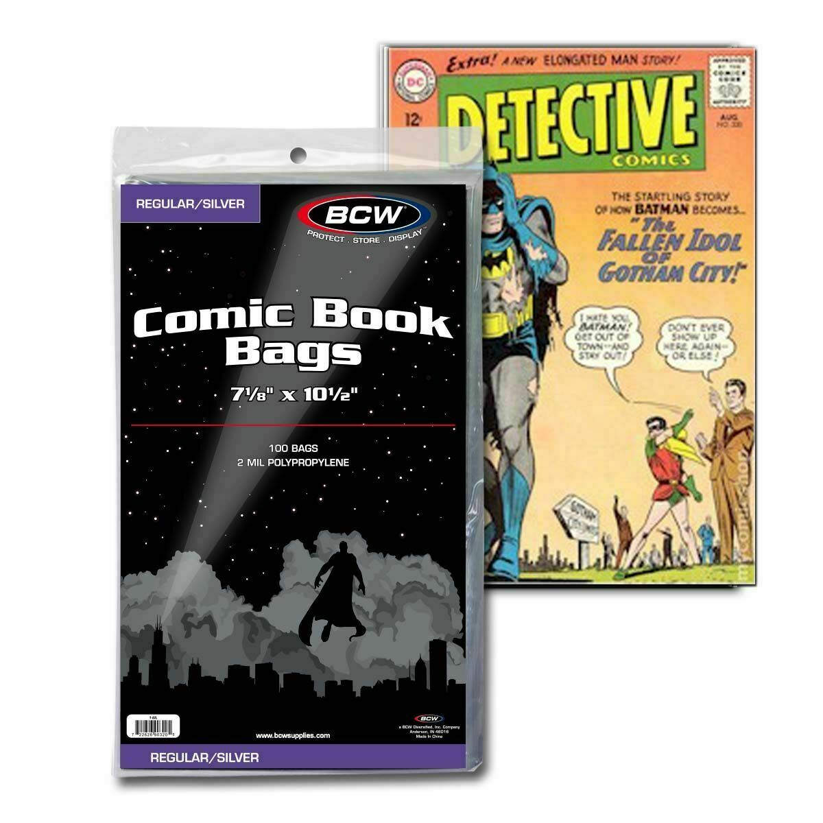 100 - BCW Silver Backing Boards & 2-Mil Polypropylene Comic Book Bags Set of 100