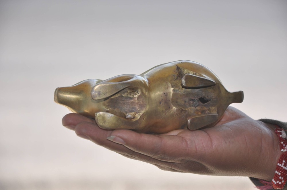 Vintage Brass Handcrafted Solid Rabbit Decorative Figurine