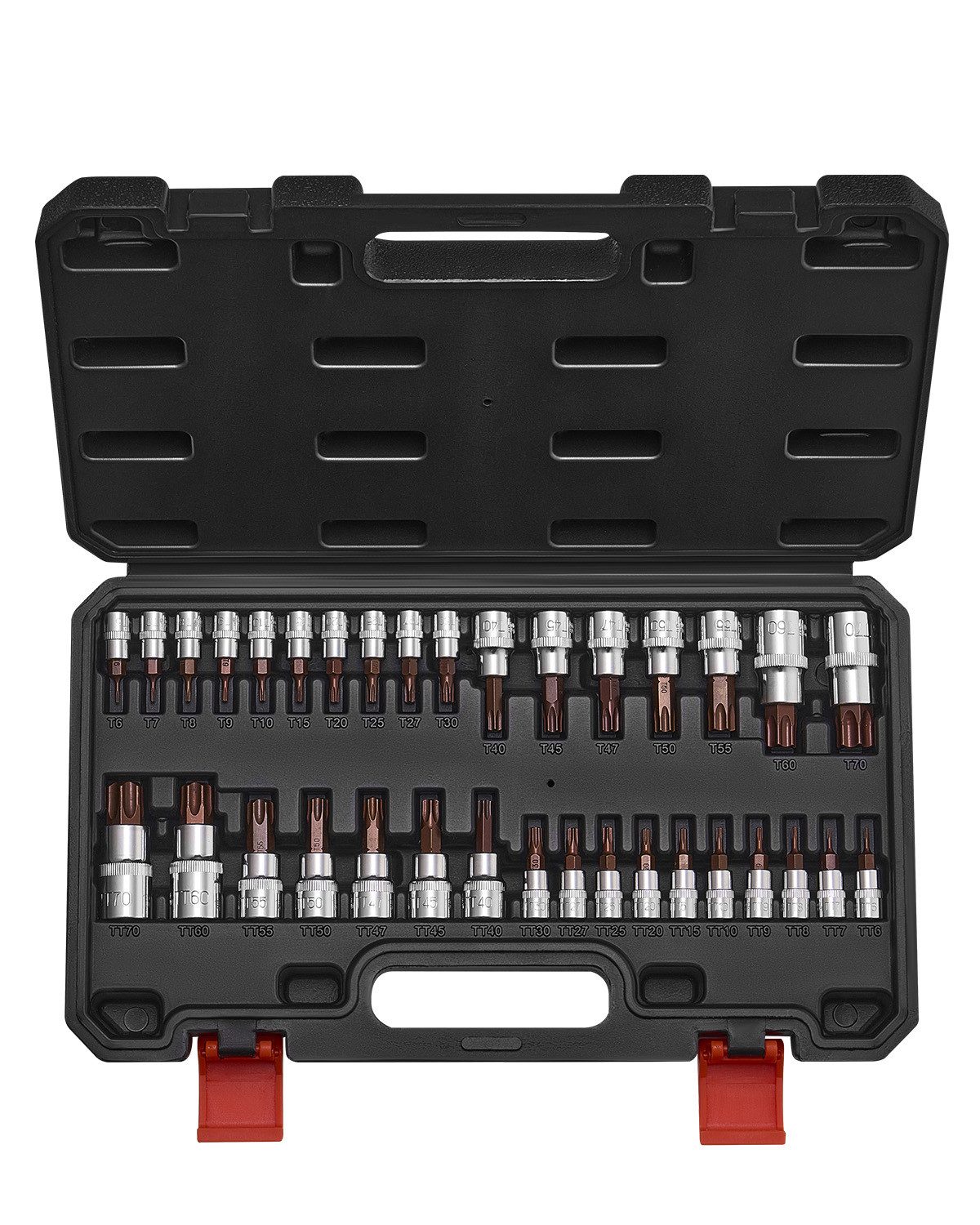 Torx Bit Socket Set 34-Piece Solid Star and Tamper Proof T6-T70 S2 Alloy Steel