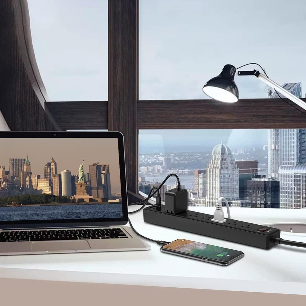6Ft Power Strip with Surge Protection & USB