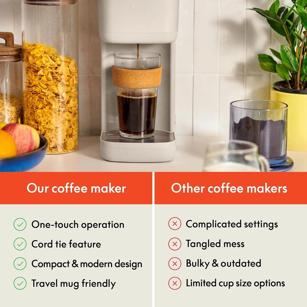Single Serve Coffee Maker K Cup & Coffee Ground Compatible W/ Removable