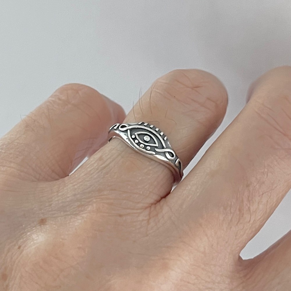 Sterling Silver Celtic Eye Ring, Protector Ring, Silver Ring, Evil Eye Ring