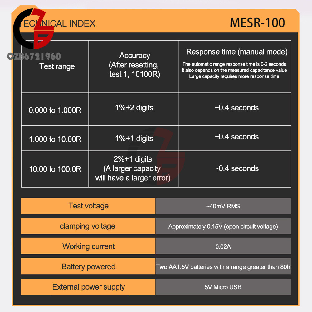 MESR-100 ESR Capacitance Ohm Meter Capacitance Internal Resistance Circuit Test