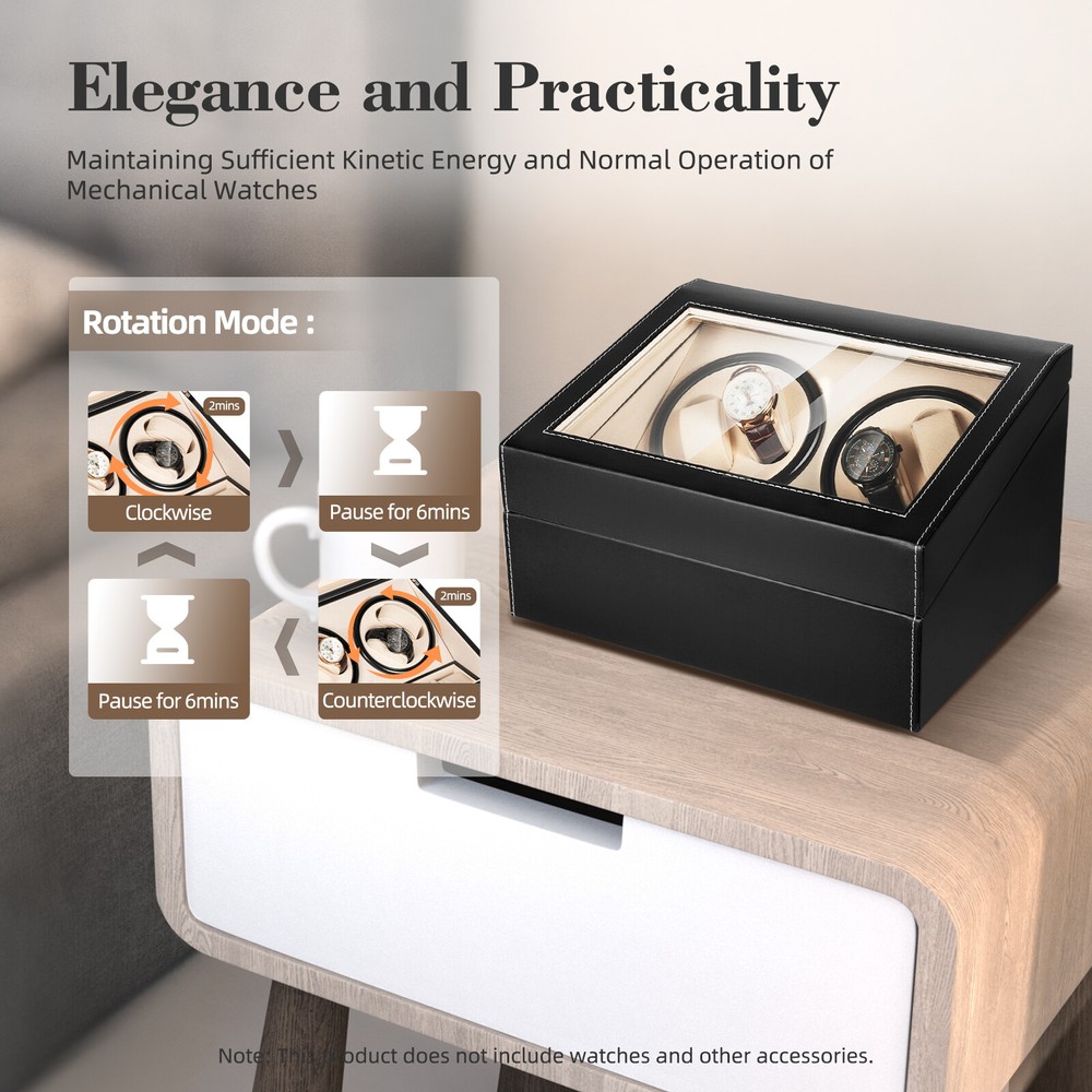 4+6 Luxury Automatic Rotation Watch Winder Box Storage Display Box Leather Case