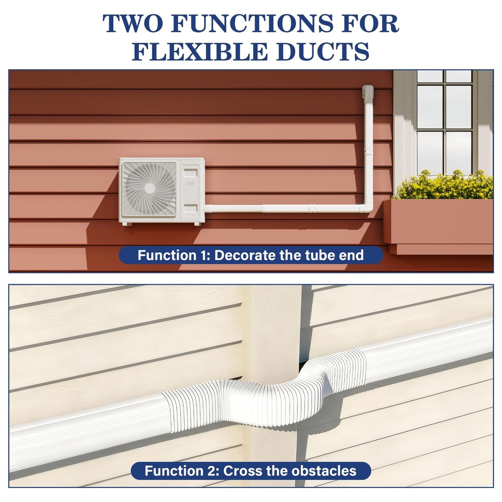 10Ft Mini Split Line Set Cover 3" PVC Line Cover Kit for Mini Split and Centr...