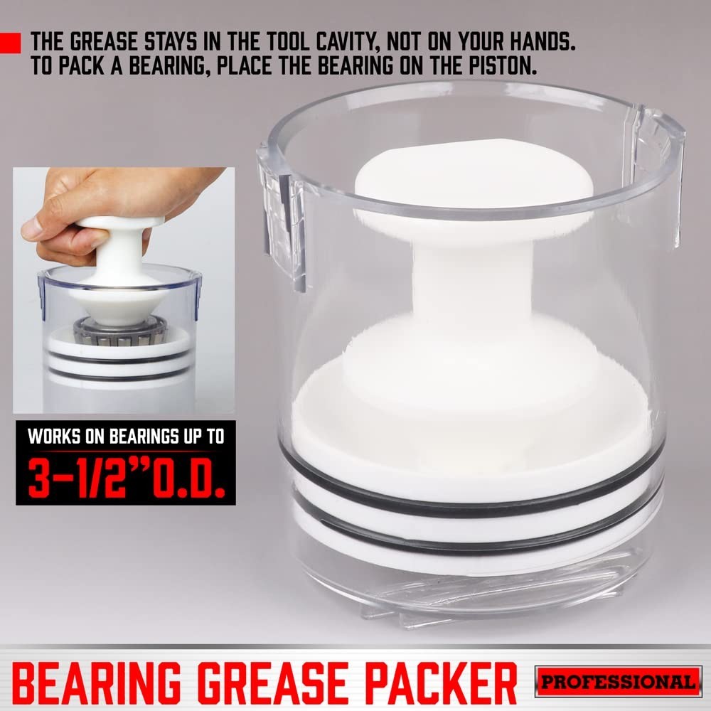 Premium Bearing Packer Kit - Effortlessly Flushes Old Grease and Repacks Wheel