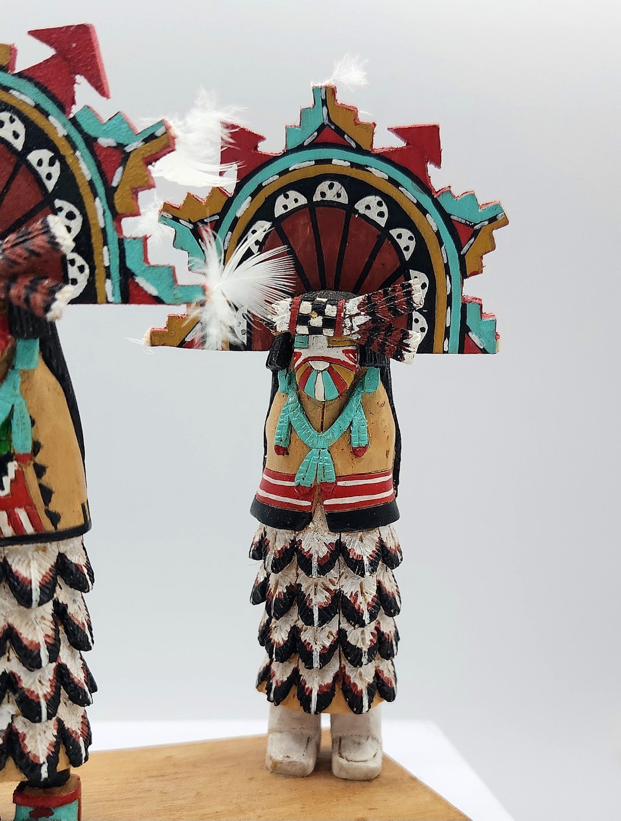 Vtg Wood Native American Hopi Salako Taka & Mana Kachina Figures M. Poseyesva Jr