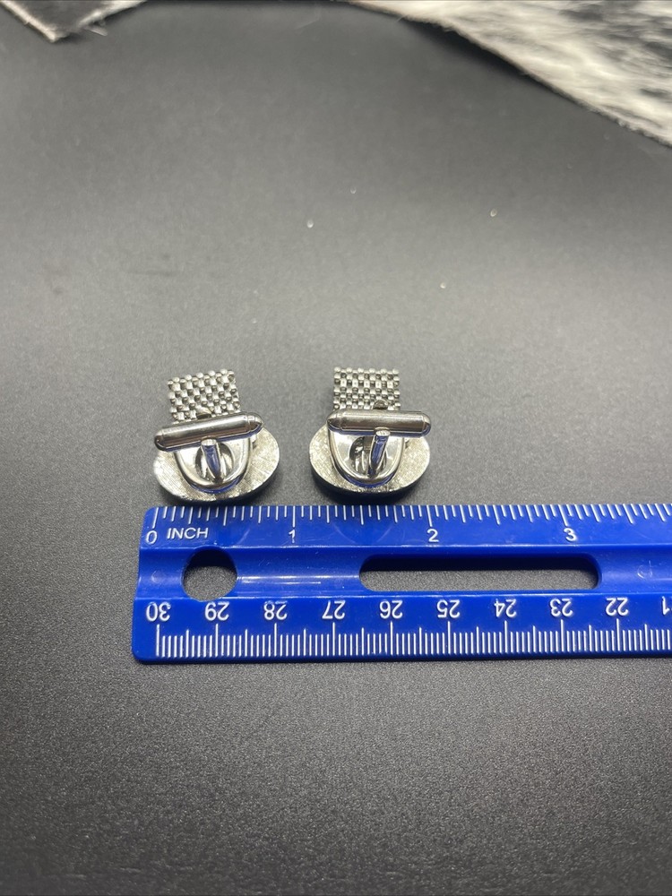 Vintage Cufflinks Wrap Around Silvertone #Q52
