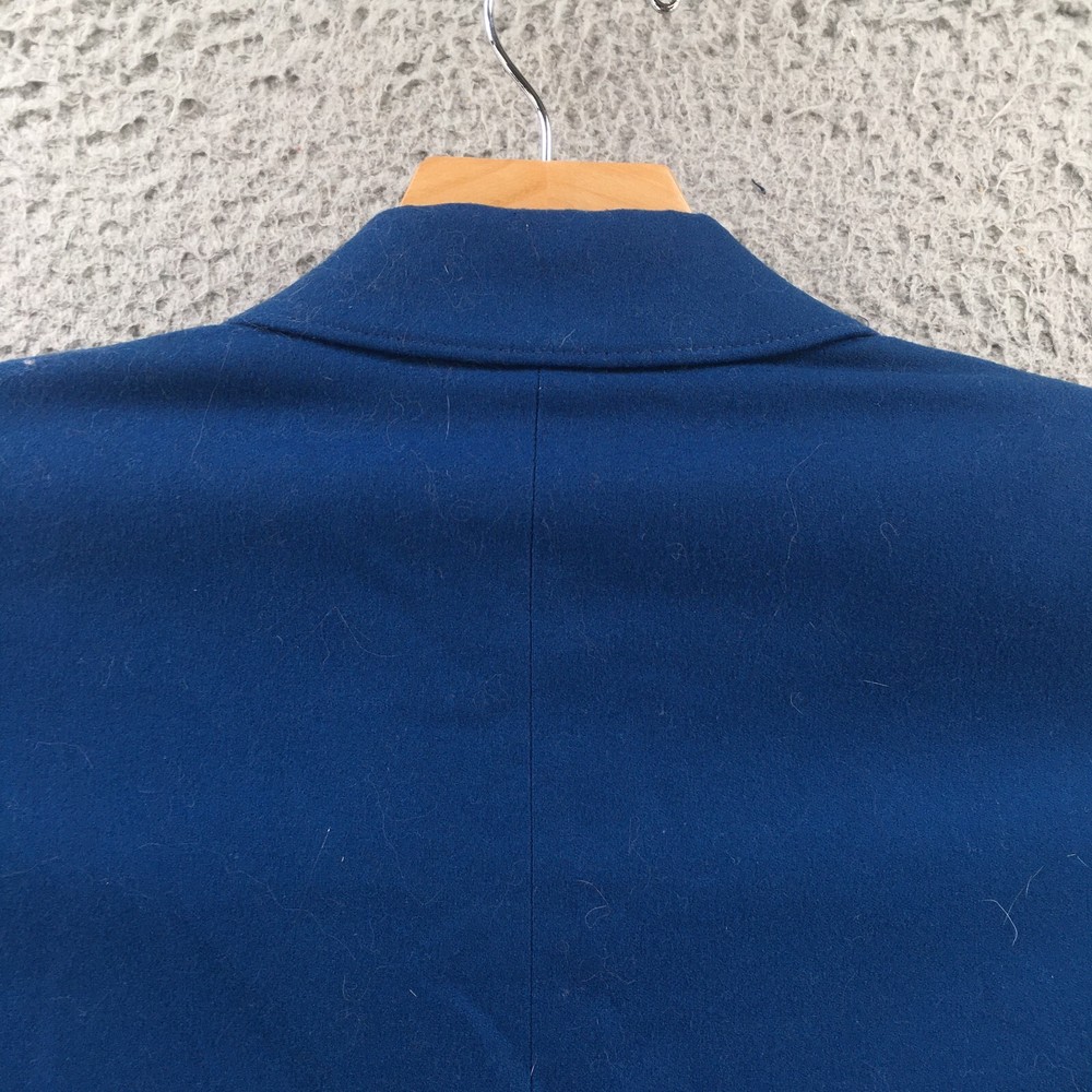 Pendleton Blazer Mens 12 Solid Blue Wool Collared Long Sleeves Front Buttons