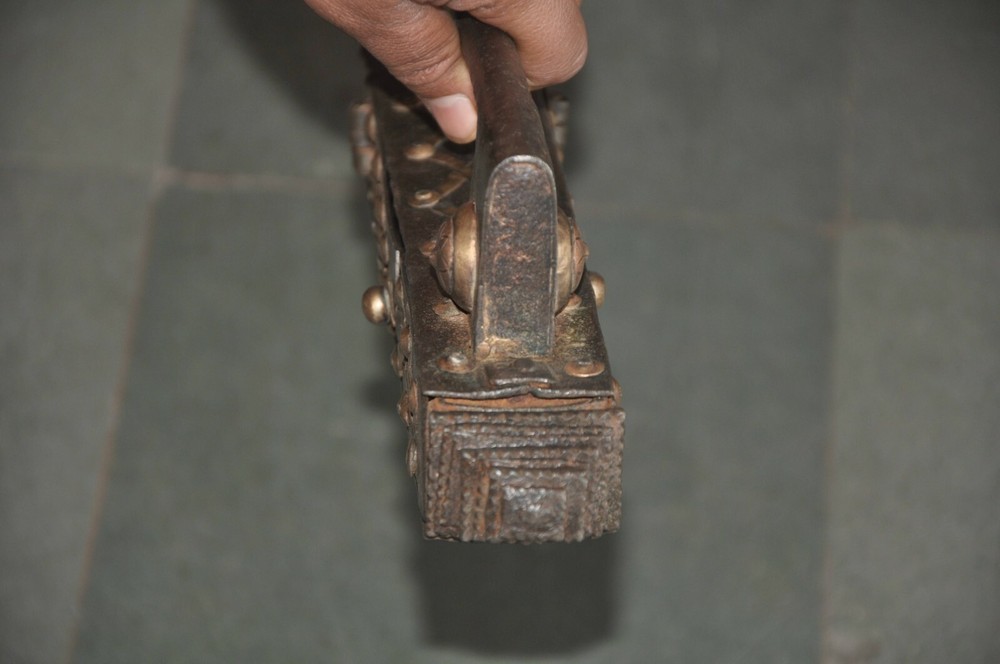 Vintage Iron Brass Fitted Big Long Solid Handcrafted Strip System Padlock