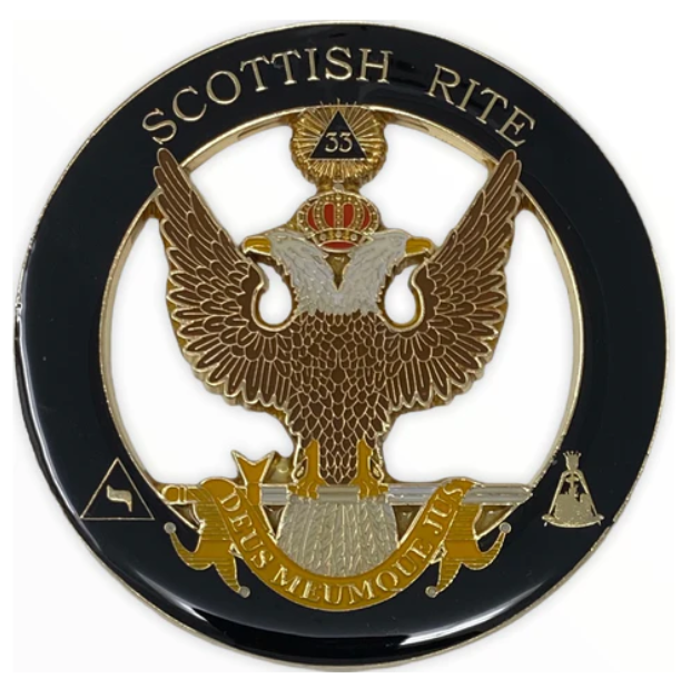 SCOTTISH RITE 33RD DEGREE WINGS UP CUT OUT CAR EMBLEM