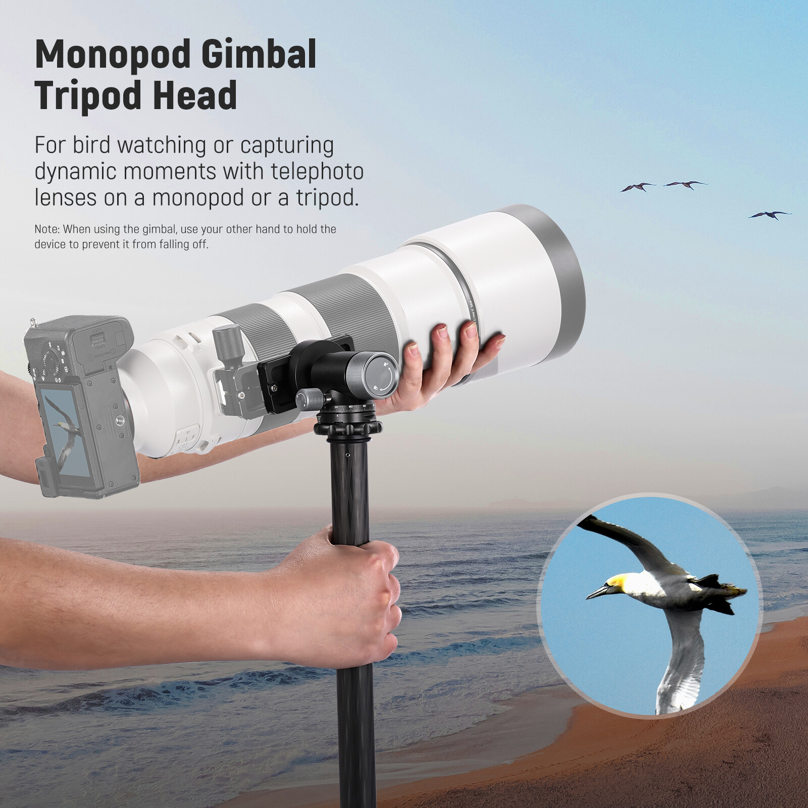 NEEWER Monopod Gimbal Head Tripod Mount for Long Telephoto Lenses GM39