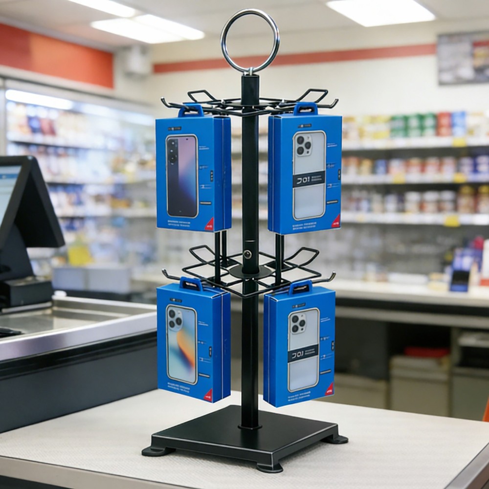 Countertop Spinner Rack 360 Rotating Hook Display Stand for Retail Items