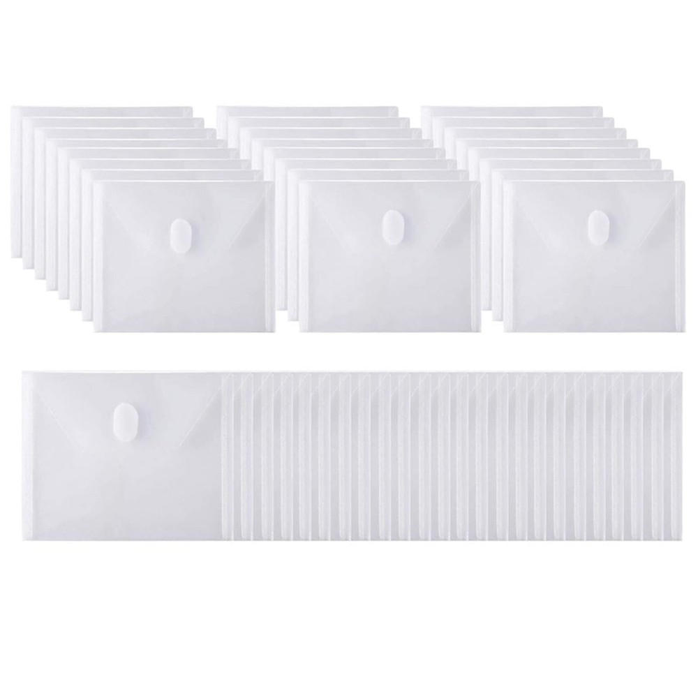 48 Packs Clear Plastic Small Envelope with Hook & Loop Closure 5 1/2 x 7 1/2 ...