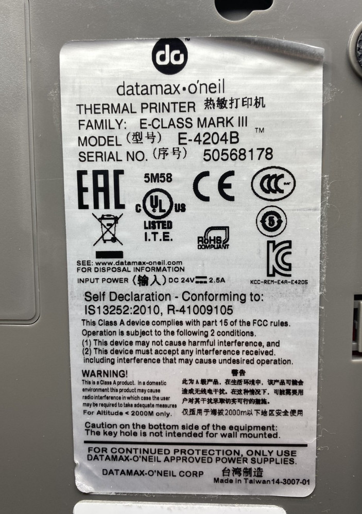 Datamax-O'neil Thermal Printer E-Class Mark III DMX-E-4204B/6WB-P, DMX-E-4204B