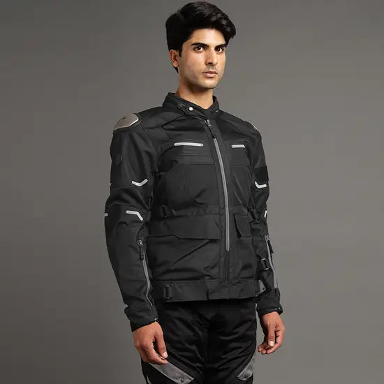 ROYAL ENFIELD "CROSSROADER RIDING LIGHT GREY & BLACK JACKET"