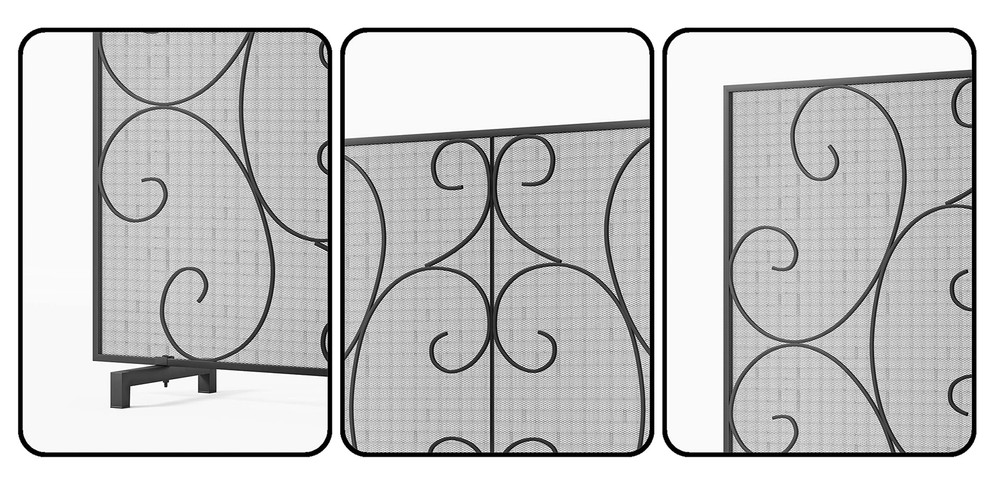 Kingson Single Panel Decorative Flat Fireplace Screen Cover Handcrafted Durab...