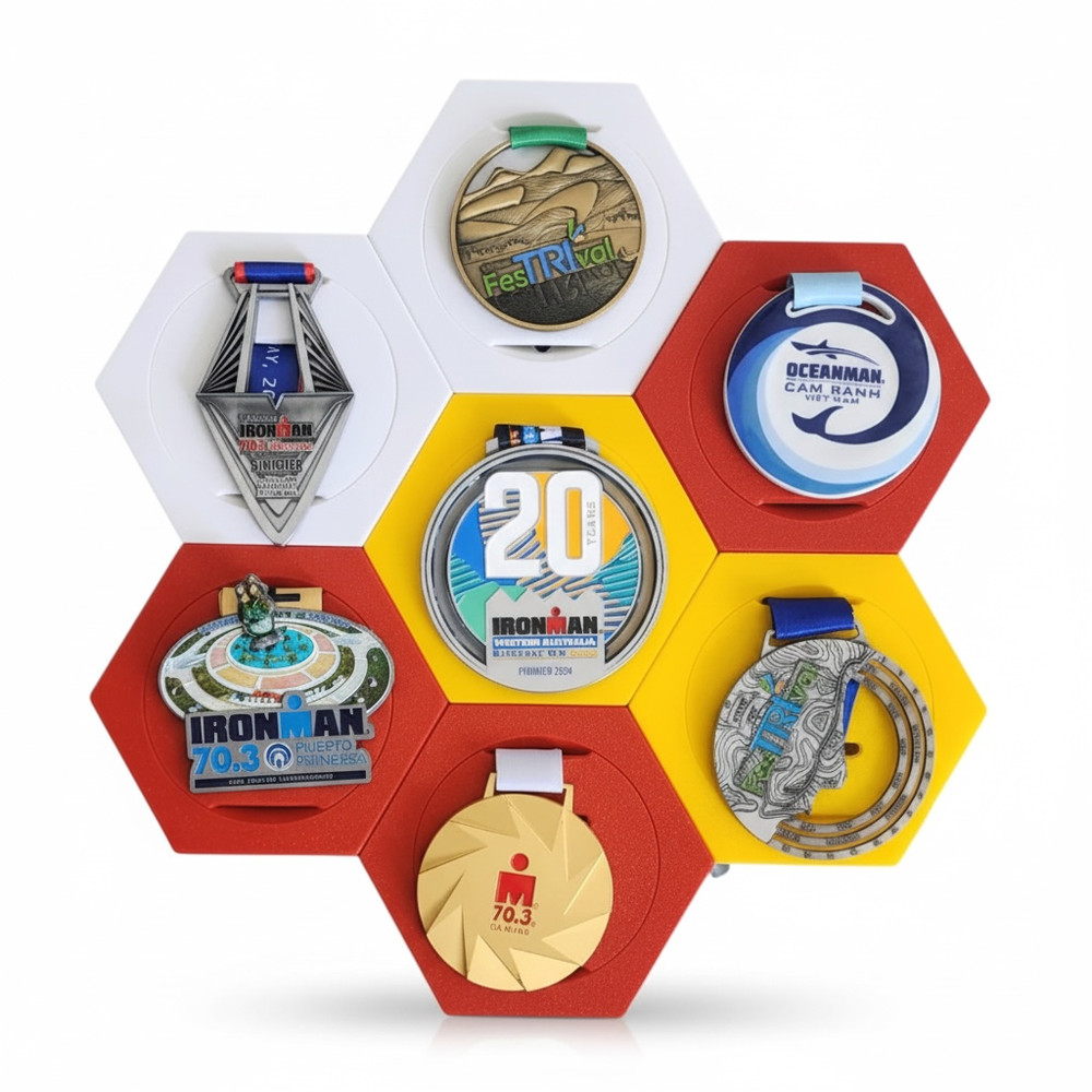 Modular Medal Holder – Hexagonal Display Stand for Wall, Table, or Desk