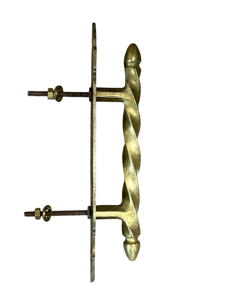 Ornate Solid Brass Door Pull Handle Architectural Salvage Aged Patina MCM