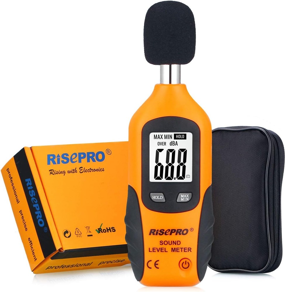 Decibel Meter, RISEPRO® Digital Sound Level Meter 30 – 130 dB Small, Black