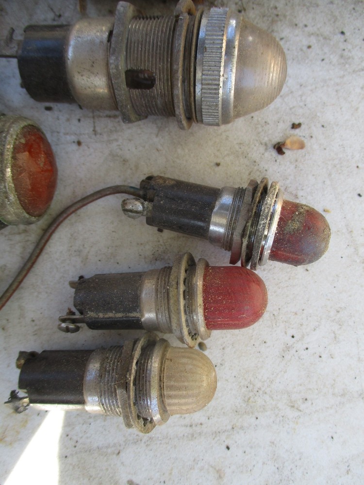 14 Vintage Dialco Indicator Lights Panel Mount Bulb Sockets Aircraft plus extras