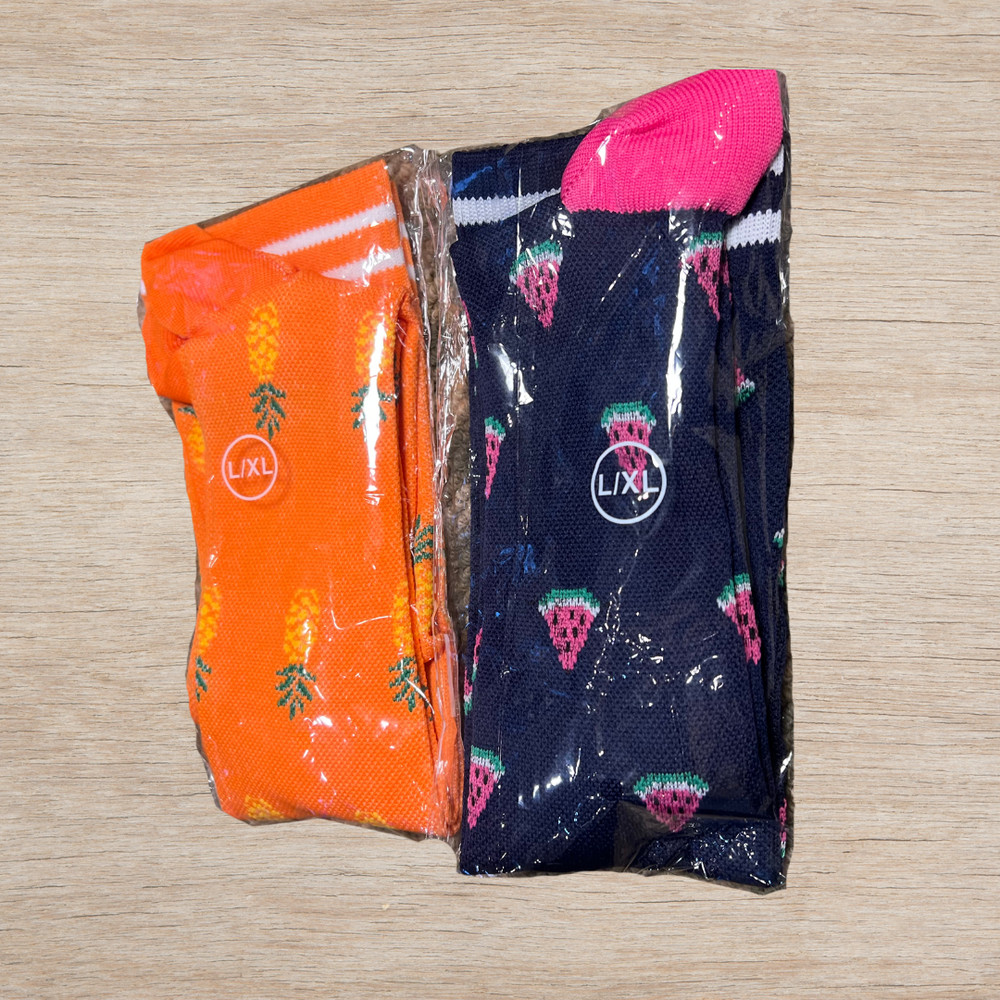 NWT Bundle of 2 Compression Socks Knee High Patterned Watermelon Pineapple L/XL