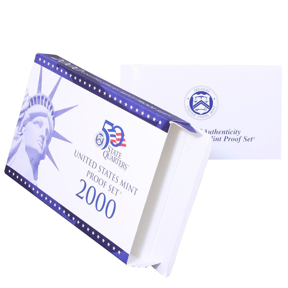 Empty Packaging Replacement Clad Proof Set Box & COA No Coins 2000