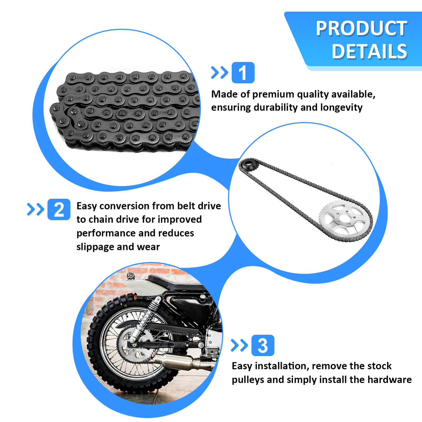 Chain Drive Sprocket Conversion Kit for 1994-2003 Harley Sportster XL 1200 1100