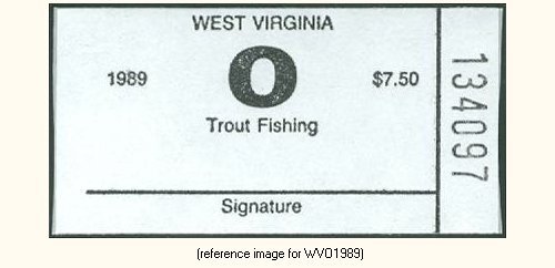 D2K West Virginia Trout Stamp 1989 $7.50 Code 'O'