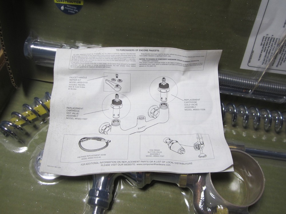 ENCORE MODEL KN50-1000-BR WALL MOUNT PRE-RINSE ASSEMBLY