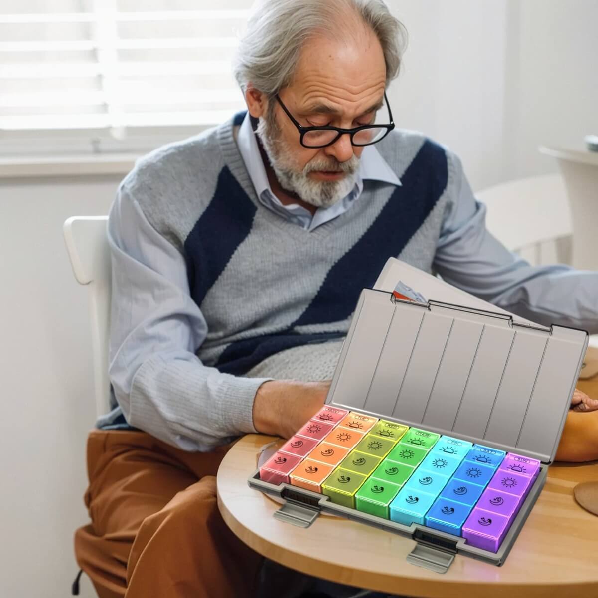 Large Weekly Pill Organizer Moisture-Proof 4 Times a Day 7 day Medicine Storage