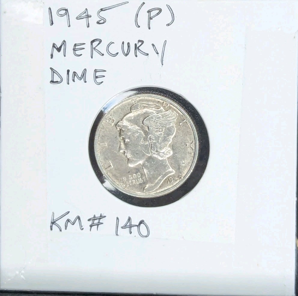 1945-P Mercury Silver Dime Doubled Rim/Mild DDR/'COD' Errors KM#140 (US 10 Cent)